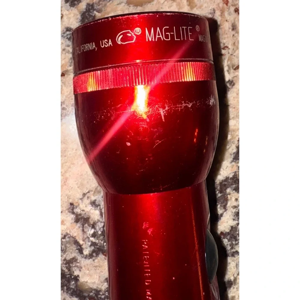 Vintage Maglite D Cell Flashlight Red Anodized Made in USA 12.5 inch WORKS